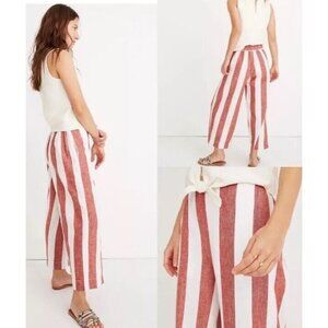 Madewell Huston Womens XXS Pull-On Stretch Crop Pants Bold Stripe Linen Blend